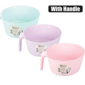 STRAINER PLASTIC W/HANDLE PASTEL COL
