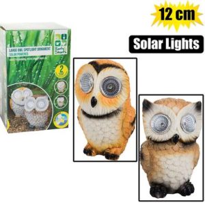 ORN SOLAR LIGHT ANIMAL OWL 12CM ASSTD
