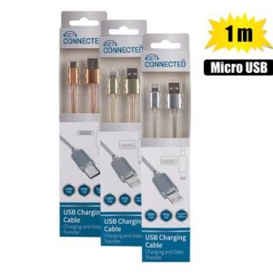 USB CABLE MICRO USB 1.0 AMP ALUM 1m