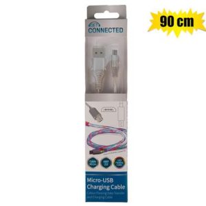 USB CABLE MICRO USB 2.0AMP M/COLOR 90cm
