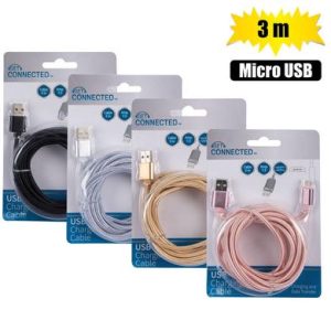 USB CABLE MICRO USB 1.5 AMP BRAIDED 3m