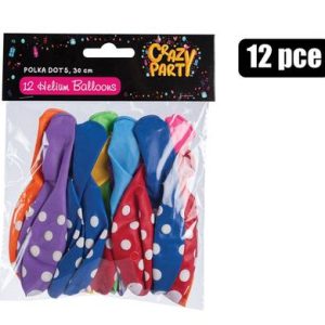 BALLOONS HELIUM 12PC POLKA DOT F-01