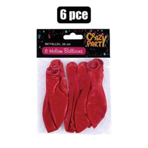 BALLOONS HELIUM 6PC RED F-01