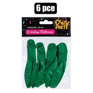 BALLOONS HELIUM 6PC GREEN F-01