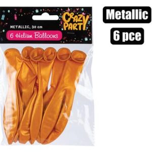 BALLOONS HELIUM 6PC METALLIC GOLD F-01