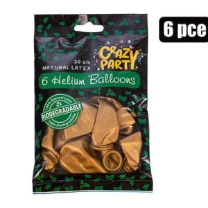 BALLOONS HELIUM 6PC BIO GOLD