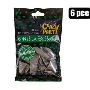 BALLOONS HELIUM 6PC BIO SILVER