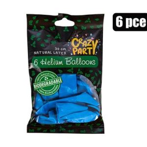 BALLOONS HELIUM 6PC BIO BLUE