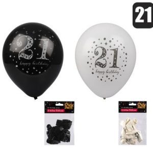 BALLOONS HELIUM 6PC MILESTONE 21 F-01