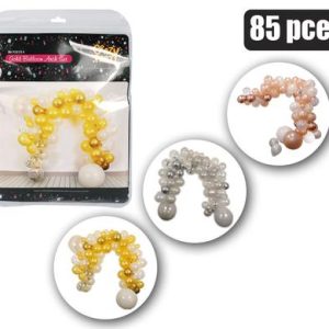 BALLOON ARCH DECOR PACK SIL/GLD/RGD 85PC