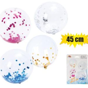 BALLOON HELIUM CLEAR GLITTER 45cm F-02