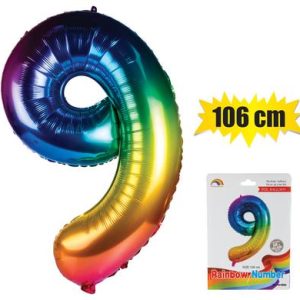 BALLOON HELIUM FOIL RAINBOW 9 106cm F-04