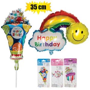 BALLOON AIR FOIL BDAY STICK ASTD 35cm