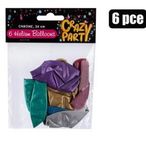 BALLOONS HELIUM 6PC CHROME F-01