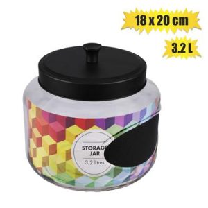 STORAGE-JAR GLS CHALK LABEL 18x20cm 3.2L