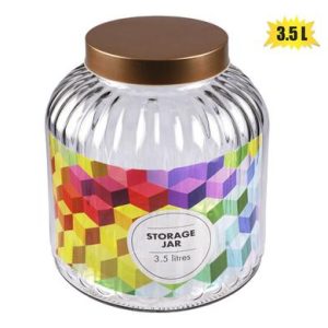 STORAGE-JAR GLS COPPER-LID 18x21cm 3.5L