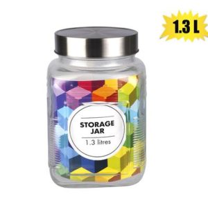 STORAGE-JAR GLS SQUARE 11X17CM 1.3L
