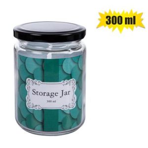 STORAGE-JAR GLS BLK-LID 7x11cm 300ml