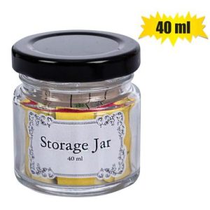 STORAGE-JAR GLS BLK-LID 5x5.5cm 40ml