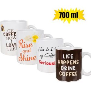 MUG NOVELTY JUMBO 700ML COFFEE ASSTD
