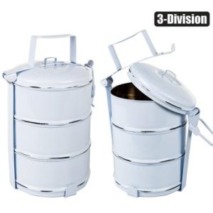 FOOD CARRIER 3-DIV 21x14cm ENAMEL