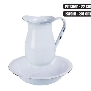 WATER PITCHER SET 22cm,BASIN 34cm ENAMEL