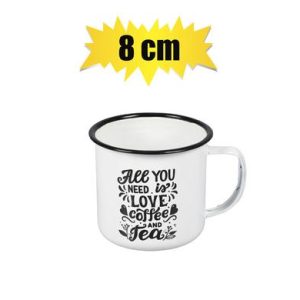 MUG ENAMEL 8cm WITH SAYINGS