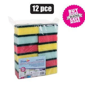 SCOURER FOAM GREEN PAD 12PC RAINBOW