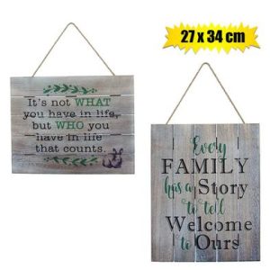 PLAQUE MDF SIGN 34X27CM FAMILY 2-ASST