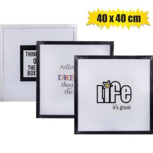 PLAQUE PLASTIC FRAME 40X40CM BLK & WHT