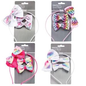 HAIR BAND ALICE BAND BOW & CLIPS UNICORN