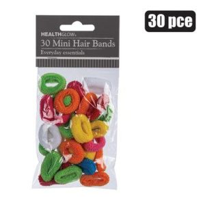 HAIR BAND ELASTIC 30PC MINI LIGHT COLRS