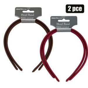 HAIR ALICE BAND FABRIC COVER 2PCE DARK