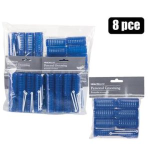 HAIR CURLERS PL 8PC MEDIUM BLUE