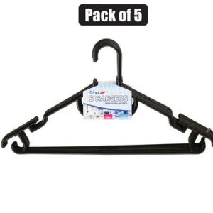 CLOTHES HANGERS PLASTIC PACK-5 BLACK