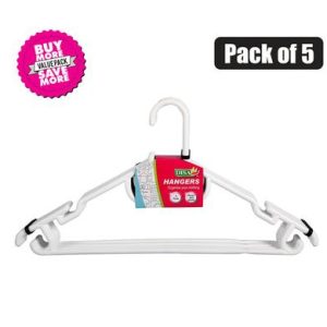 CLOTHES HANGERS PLASTIC PACK-5 WHITE