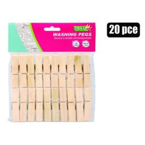 WASHING PEGS BAMBOO 60mm PACK-20