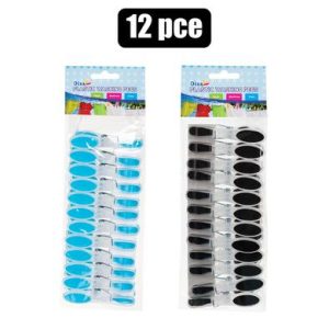WASHING PEGS PL 80mm ASSTD RUBBER 12PC