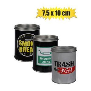 ASHTRAY TIN TUB 10X7.5CM ASSTD DESIGNS