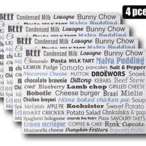 PLACE MAT PP WORDS 4PC 43x29cm ASSTD