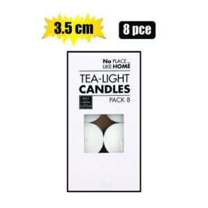 CANDLE TEA-LIGHT WHITE 3.5CM BOX-8
