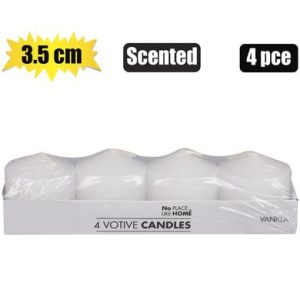 CANDLE VOTIVE 3.5cm 4pc WHITE SCENTED