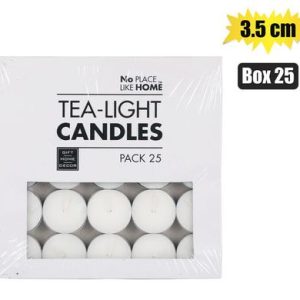CANDLE TEA-LIGHT WHITE 3.5cm BOX-25