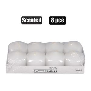 CANDLE VOTIVE 3.5cm 8pce WHITE SCENTED
