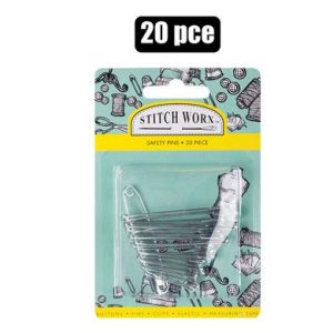 HABERDASHERY SAFETY PINS 20PC ASSTD