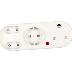 PLUG-ADAPTOR 1x16A 1xRND+2x2P ILL LIGHT