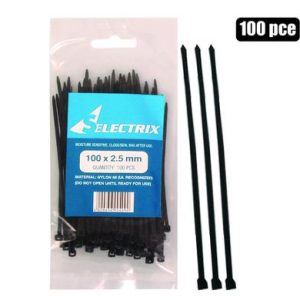 CABLE-TIES 2.5x100mm BLACK 100'S BULK