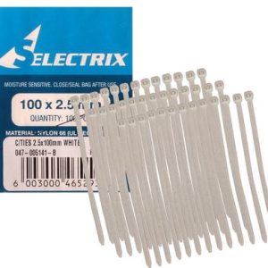 CABLE-TIES 2.5x100mm WHITE 100's BULK