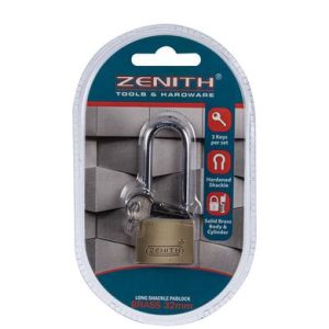 PADLOCK ZENITH BRASS 32mm LONG-SHKL CRD