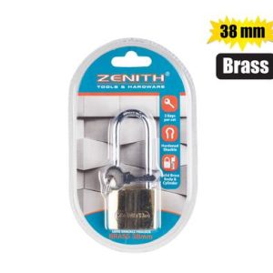 PADLOCK ZENITH BRASS 38mm LONG-SHKL BLS